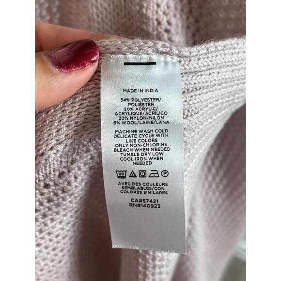 LOFT Outlet Open Knit Wool Blend Oversized Ruana Cardigan Size M/L Pink NWT - Picture 7 of 7